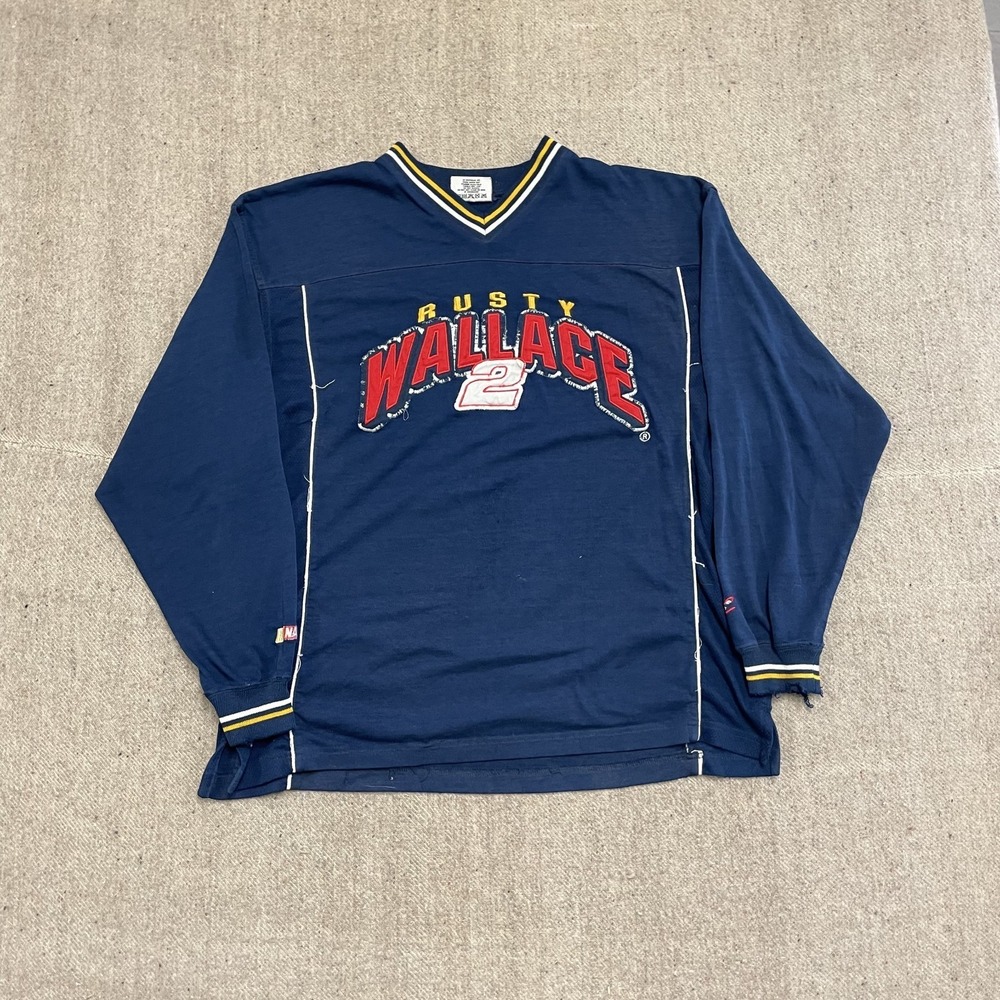 vintage rusty wallace sweatshirt mens large blue 1990s chase racing